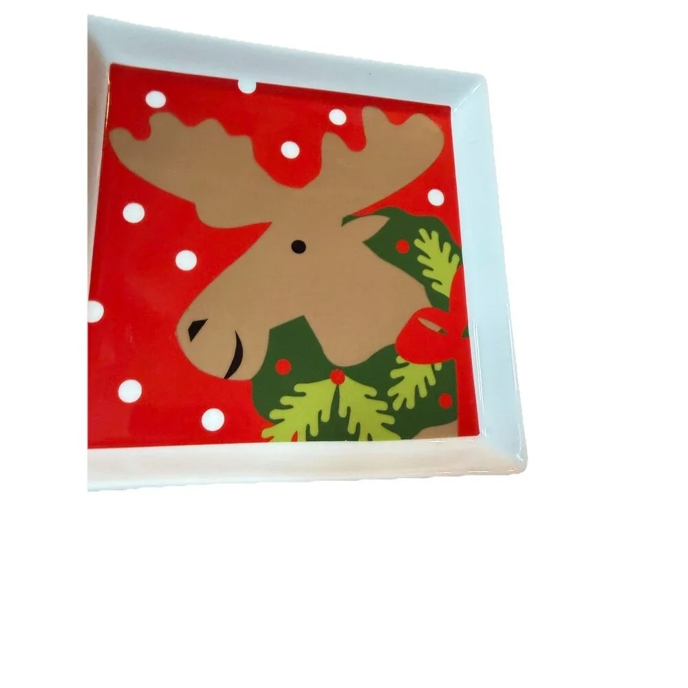 Crate & Barrel Joan Anderson 6x6 Square Set of 4 Holiday Appetizer Plates